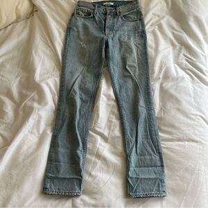 GRLFRND Classic Helena Denim Straight Leg Distressed Jeans